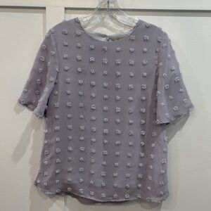 Polagram Women’s Lavender Textured Dot Short Sleeve Blouse